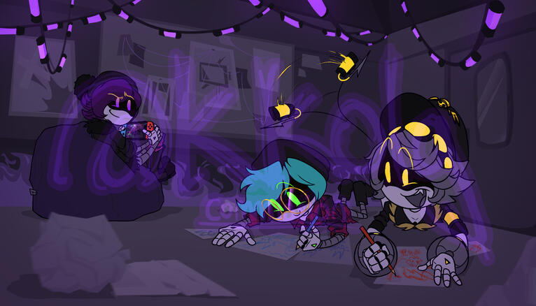 Flat Color/Full Body w/ complex background